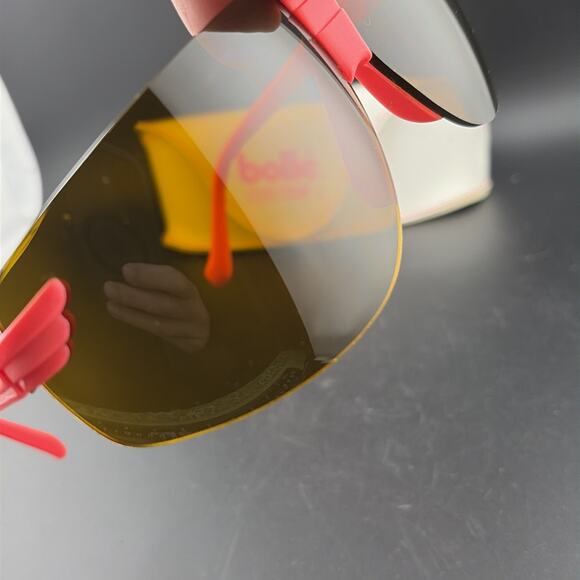 Vintage BOLLE "CONTOUR" sunglasses - France 80's - Black/Pink - Large w Case - Picture 10 of 11